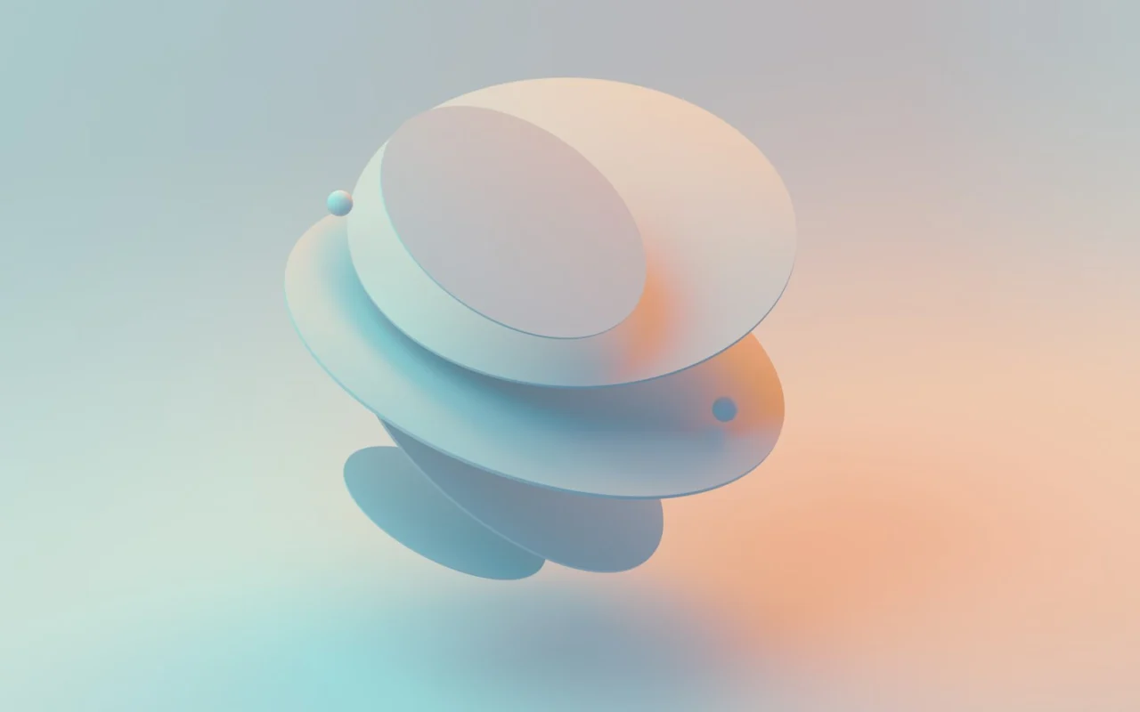 Minimal 3D rendered shapes with soft lighting