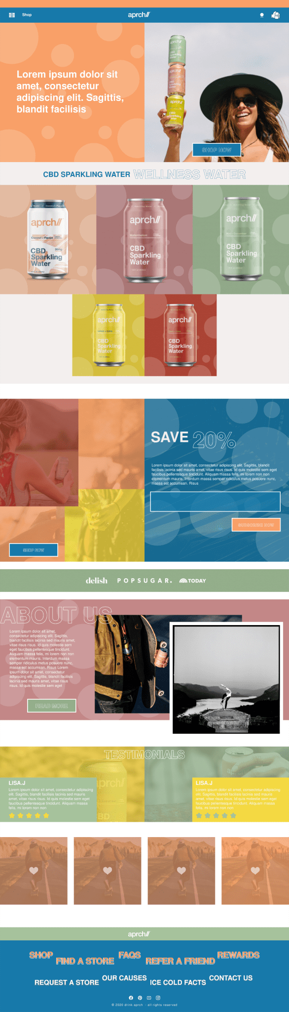 Aprch CBD sparkling water full-page website design