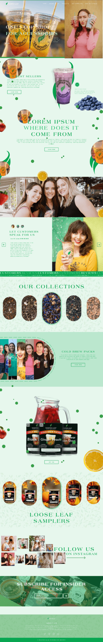 Drinks brand website full-page website design