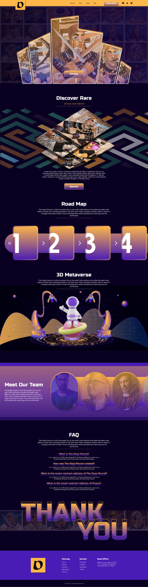 NFT card collection full-page website design