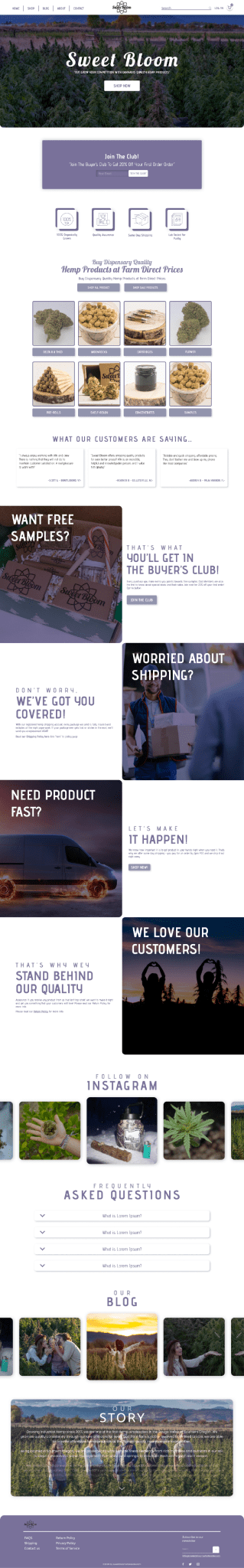 Sweet Bloom full-page website design